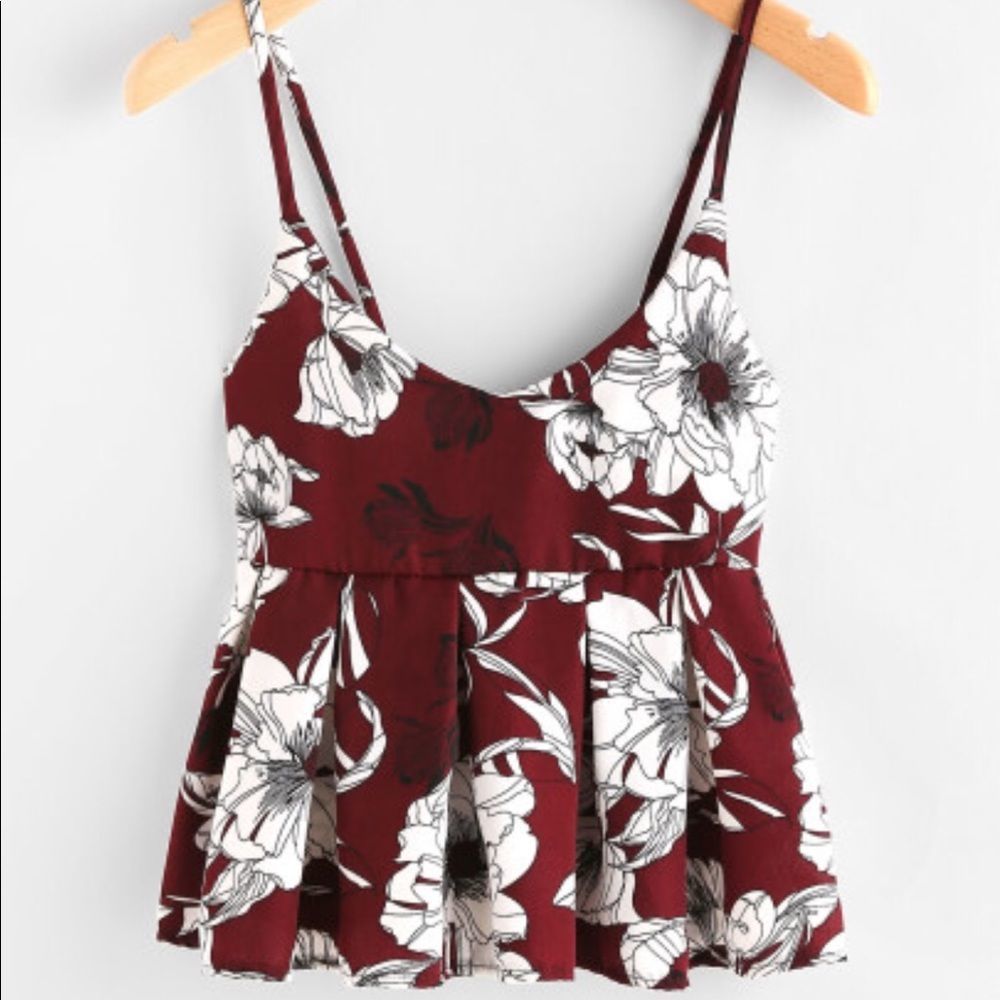 NIB floral print pleat cami top